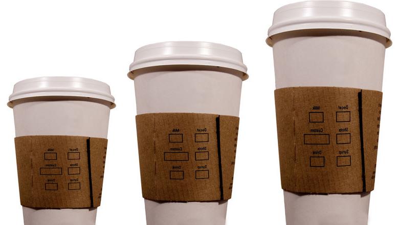 Coffee cups in three sizes: small, medium and large