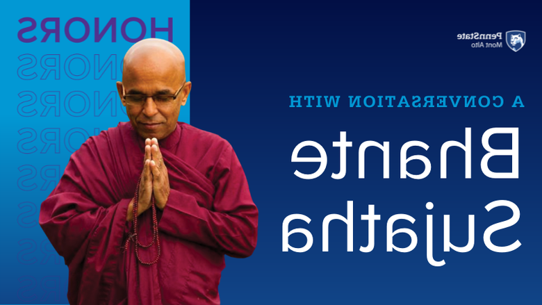 "A Conversation with Bhante Sujatha" with a photo of the monk praying 